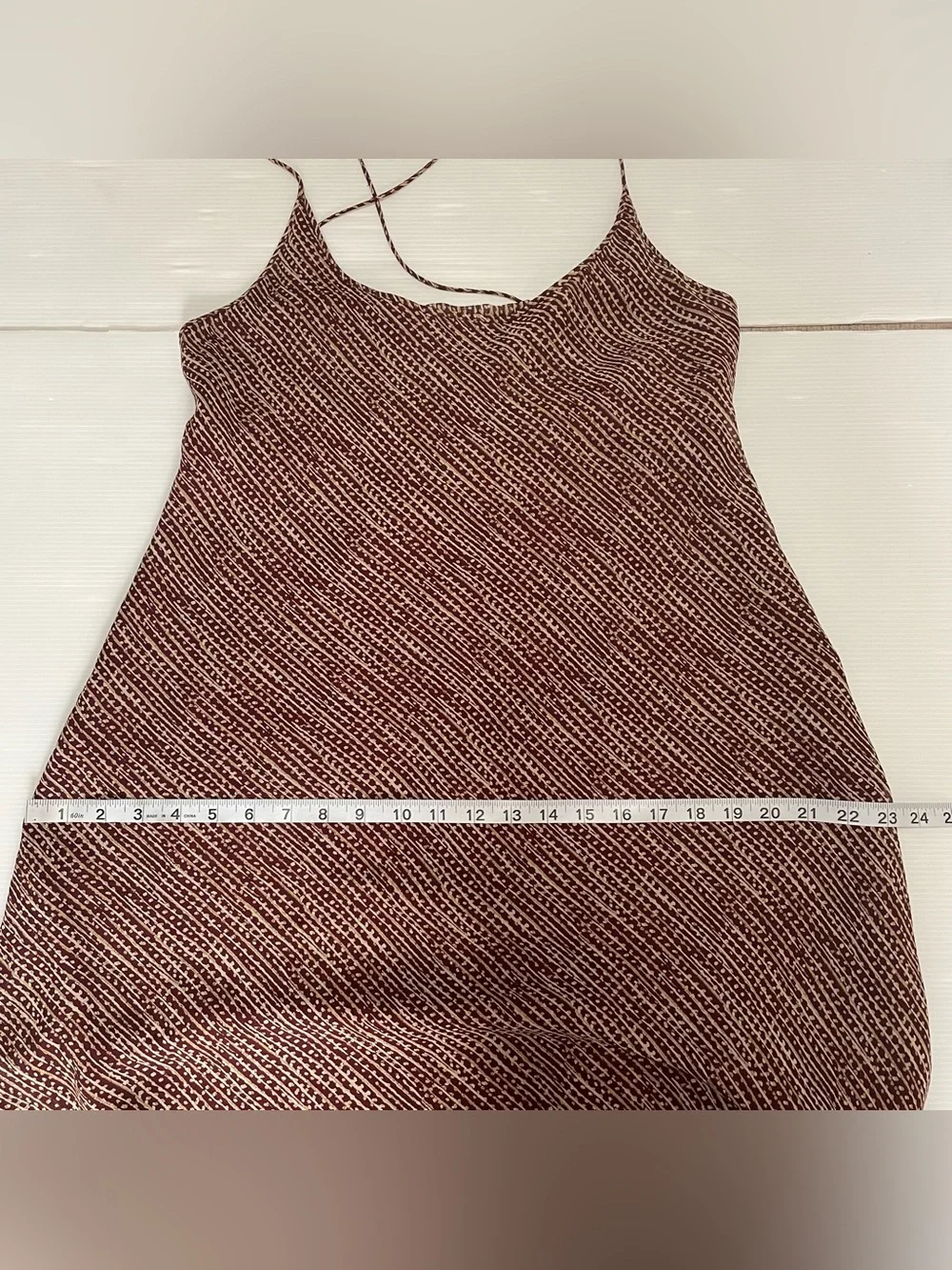 J. Crew VTG Silk Spiral-Print Maxi Dress Tan Burgundy Abstract Geometric SZ 12